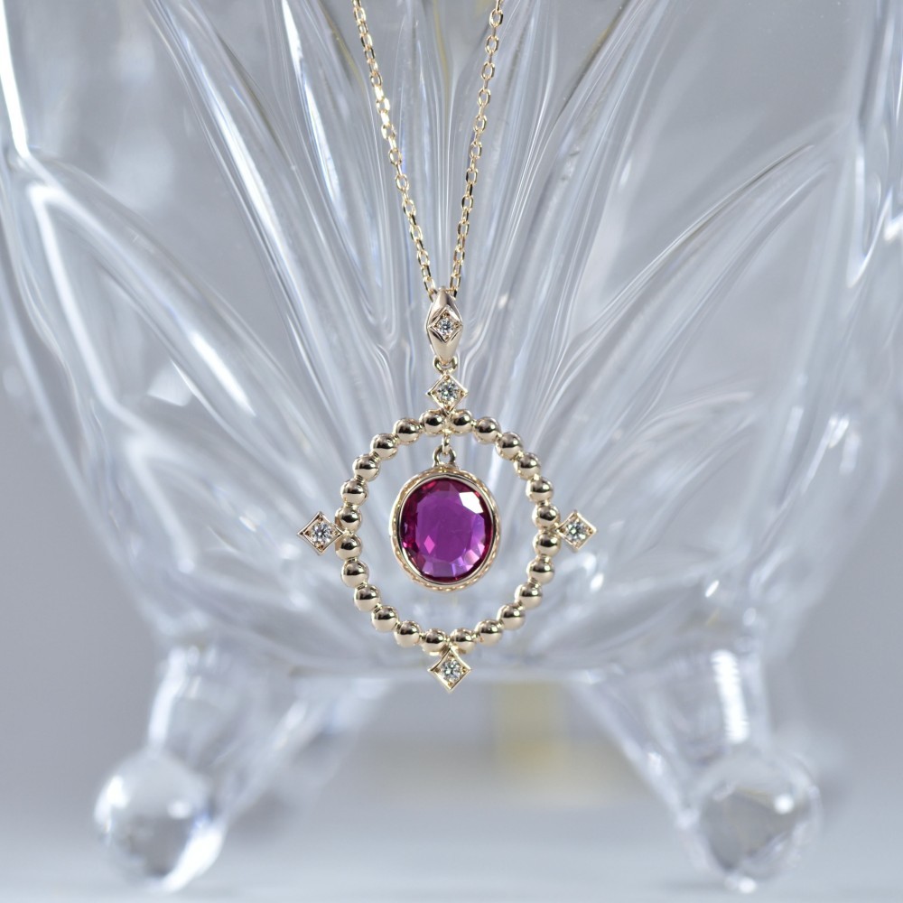 tiara ルビー/ダイヤ/k18ピンクゴールド ネックレス(714081A)