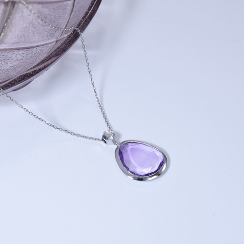 ジェムデザインバチカンxダブルファセットカットのアメシスト k18WG  