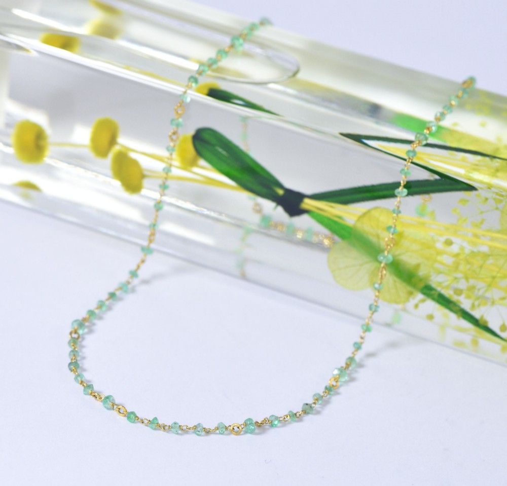 Emerald_vintage beads/K18YG 【princess necklace】