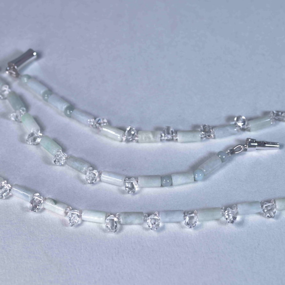 ハーキマーダイヤモンド x 翡翠 のネックレス 3枚目の画像