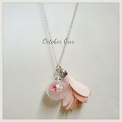 10月の銅と銀のネックレスで作られた一つの「霧の花 &quot; - ピンク 2枚目の画像