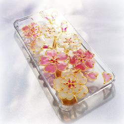 桜のステンドグラス風☆スマホカバー 3枚目の画像
