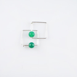 Pin Series Earrings: Green Agate 3枚目の画像