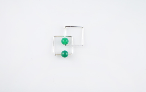 Pin Series Earrings: Green Agate 3枚目の画像