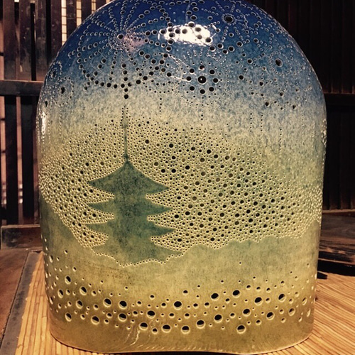 アンティーク　スタンドライト　陶器 陶器の灯り 奈良若草山山焼き スタンドライト・テーブルランプ 釉 通販