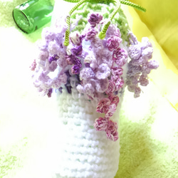 ペットボトルカバー　ミニ　花柄パープル　ハンドメイド 0_89006a304ce62215bfe9c39ecbcd