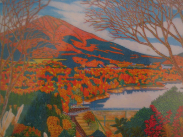 山と川 ”和風” ”日本の原風景” です。 【額付き】 絵画 のぶひろ