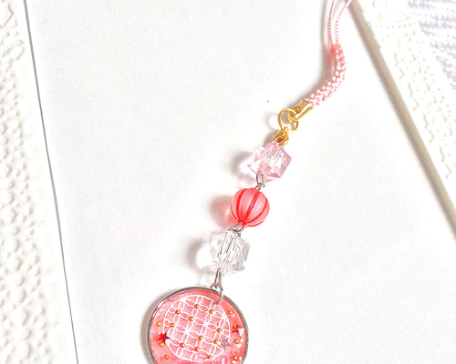 ☆和風ストラップ 赤☆ レッド レジン バッグチャーム