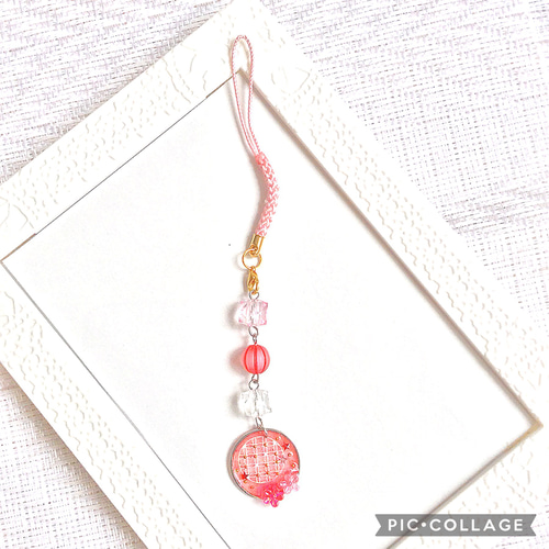 ☆和風ストラップ 赤☆ レッド レジン バッグチャーム