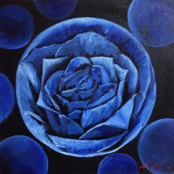 油絵 絵画【猫と青い薔薇】 油絵 絵画【猫と青い薔薇】