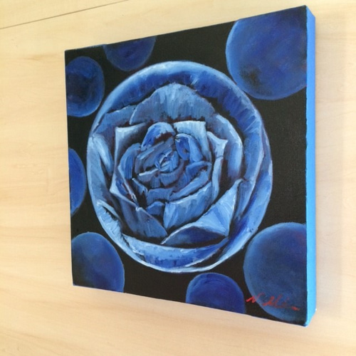 最新の激安 青い薔薇』油絵 絵画 アトリエ風の通☆Etsuki Misu 通販 6513948 絵画