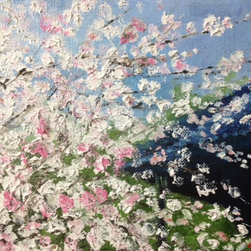 桜』油絵 絵画 アトリエ風の通☆Etsuki Misu 通販 6966765