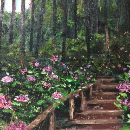 矢田寺の紫陽花』油絵 絵画 アトリエ風の通☆Etsuki Misu 通販