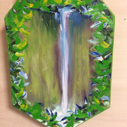 ハワイアンアートボード『アカカの滝』油絵 3枚目の画像