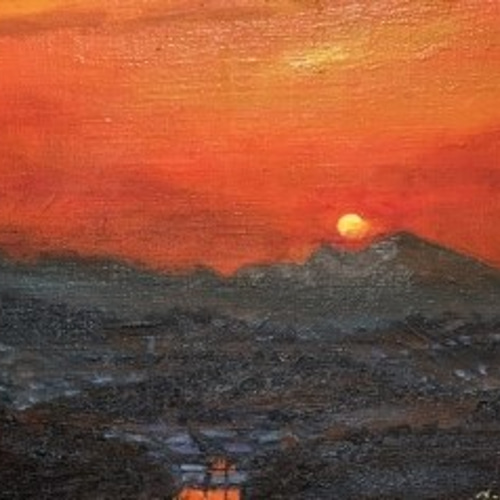 油絵】【夕日のカモメ】#油彩画 #芸術 #油絵 #絵 #アート #海