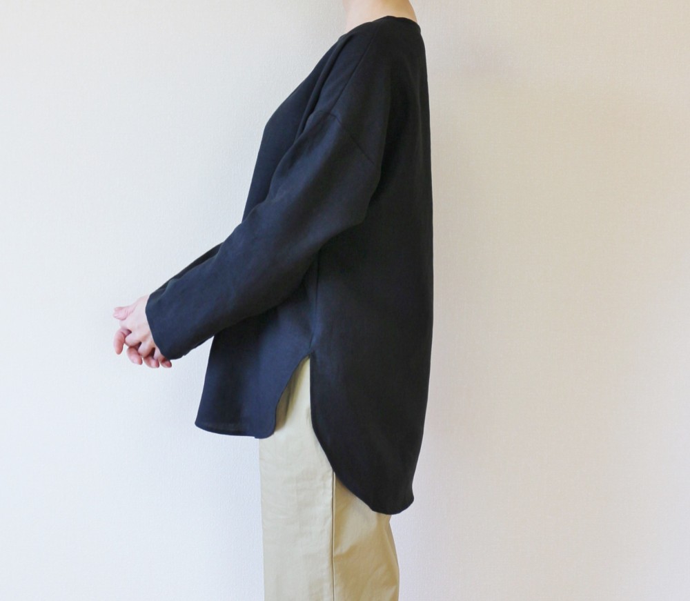 春夏　テールカットのトップス　フレンチリネン100％　【色とサイズの展開あり】