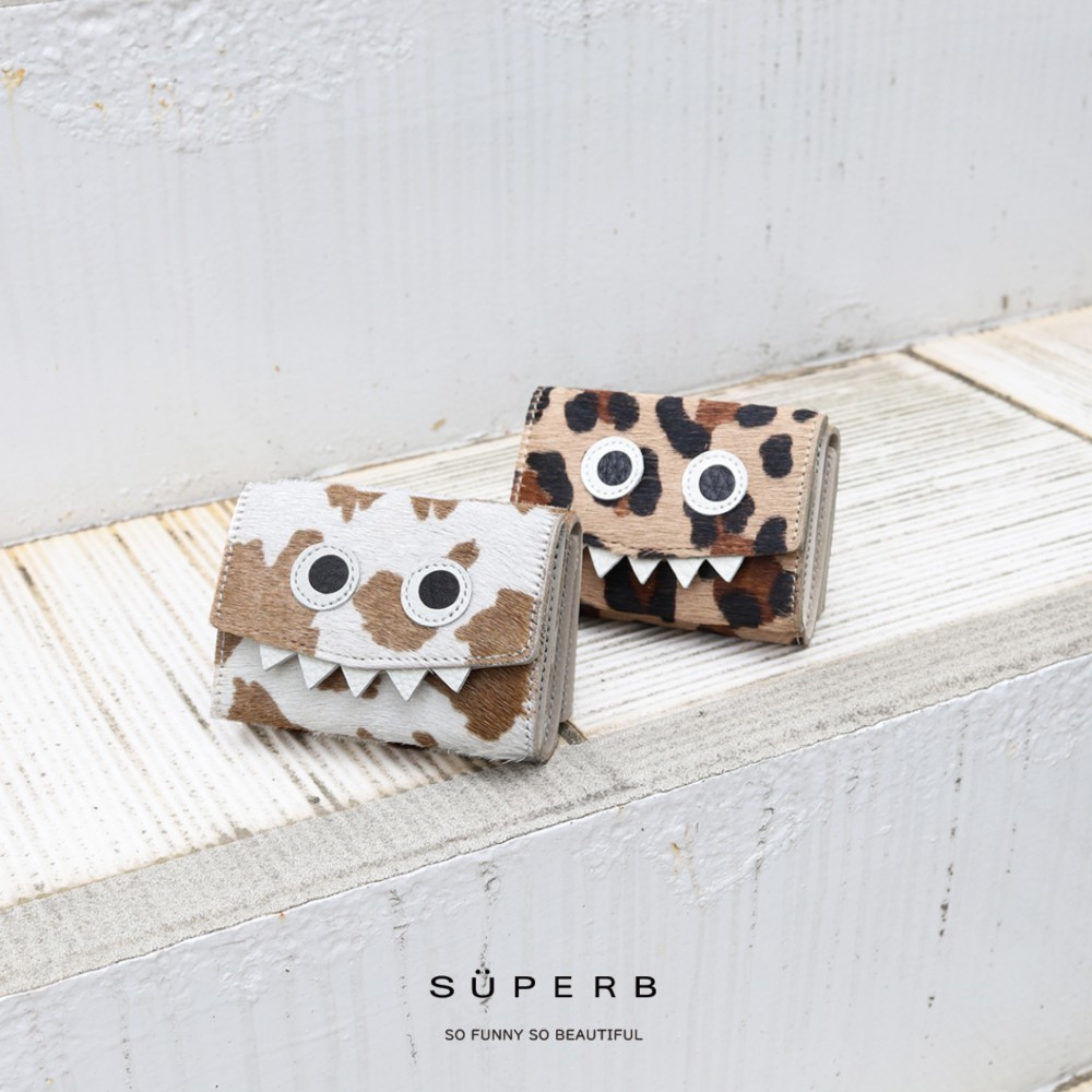 【毛付きモンスターミニウォレット/全11色】思わず誰かに見せたくなる/ミニマムで大人カワイイコンパクト三つ折り財布