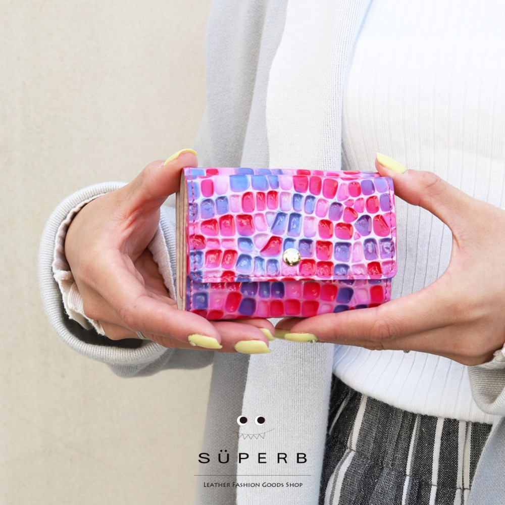 【キャンディミニウォレット/全3色】ミニマムで大人カワイイ小さくて大容量のコンパクト三つ折り財布【ジュエリーレザー】