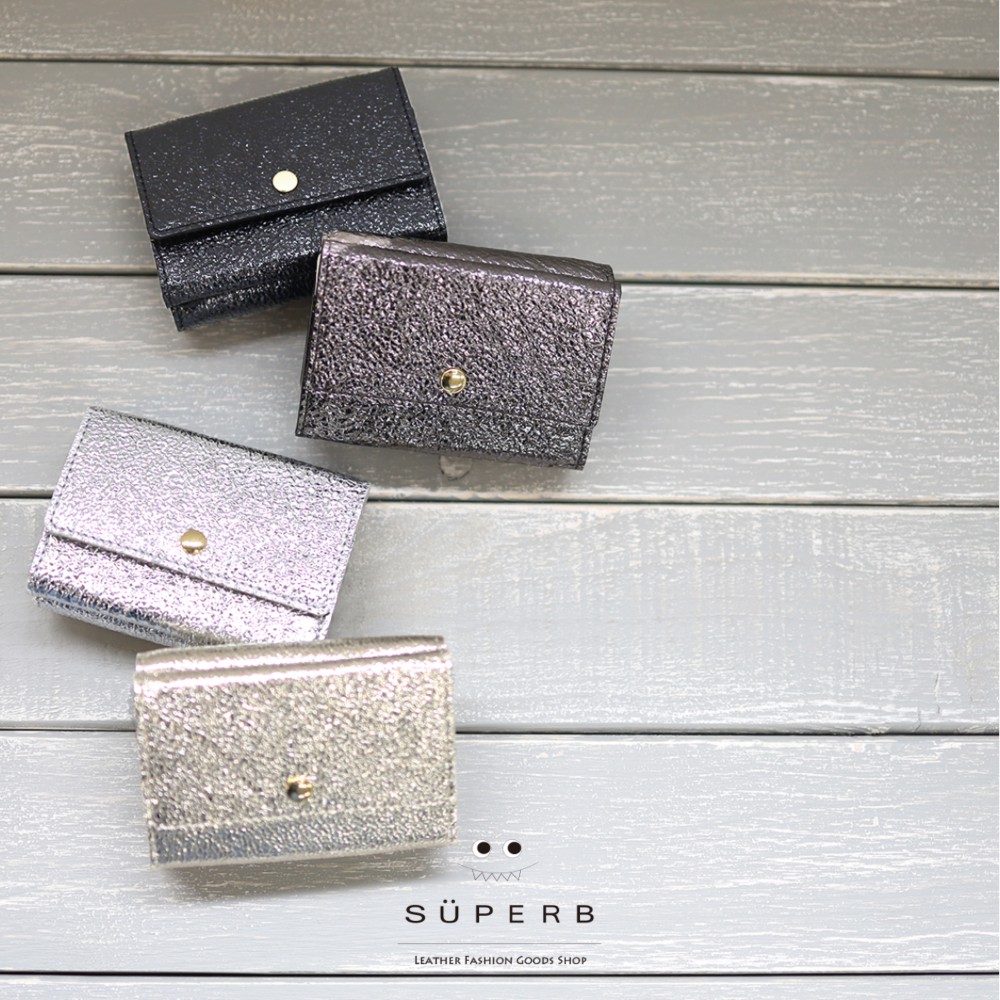 【メタリックホイルミニウォレット/全3色】ミニマムで大人カワイイ小さくてコンパクト三つ折り財布【全3色】