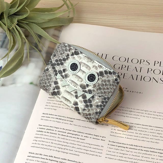 【パイソンナチュラル】ダイヤモンドパイソンレザー思わず誰かに見せたくなるモンスターマルチケース/ミニ財布【パイソン】