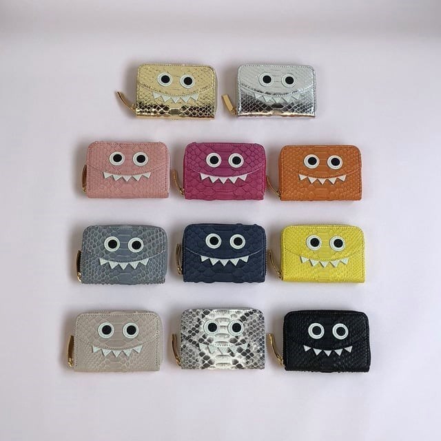 【パイソンオレンジ】ダイヤモンドパイソンレザー思わず誰かに見せたくなるモンスターマルチケース/ミニ財布【パイソン】