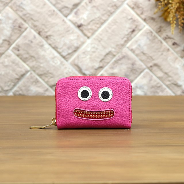 【ビビットピンク】思わずニッコリ笑顔になってしまうモンスターマルチケース/ミニ財布/カードケース【ニッコリver.】