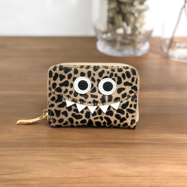 【ベビーレオパード】イタリアンレザーの思わず誰かに見せたくなるモンスターマルチケース/ミニ財布【毛付きレザー/毛皮】