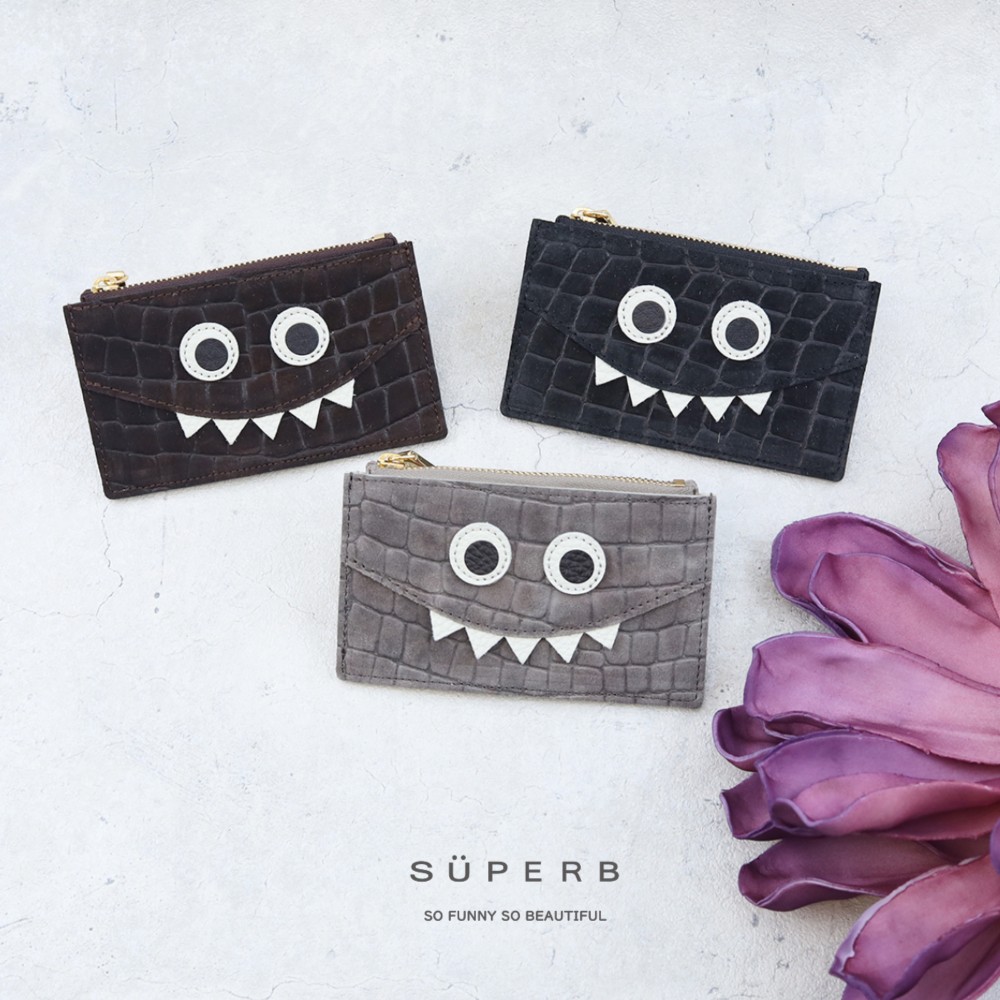 【ベロアモンスターフラグメントケース】思わず誰かに見せたくなる/身軽に時短決済♪最薄/最軽量のスマート財布/ミニ財布