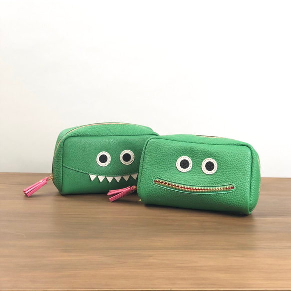 [綠色/大]日常伴侶♪豐滿古龍水怪物/微笑多用袋[可以選擇臉部] 第1張的照片