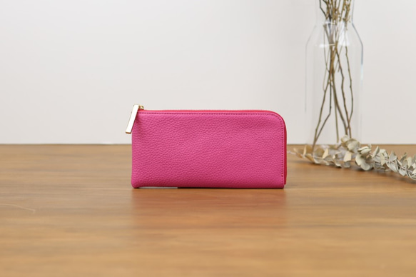 ビビットピンク】上品かつ高級感のある薄マチ軽量で大きく使えるL字