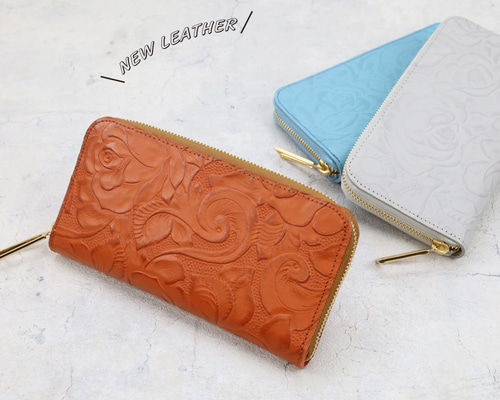 全6色】花柄カービング型押しレザー/上品かつ高級感のある佇まいに