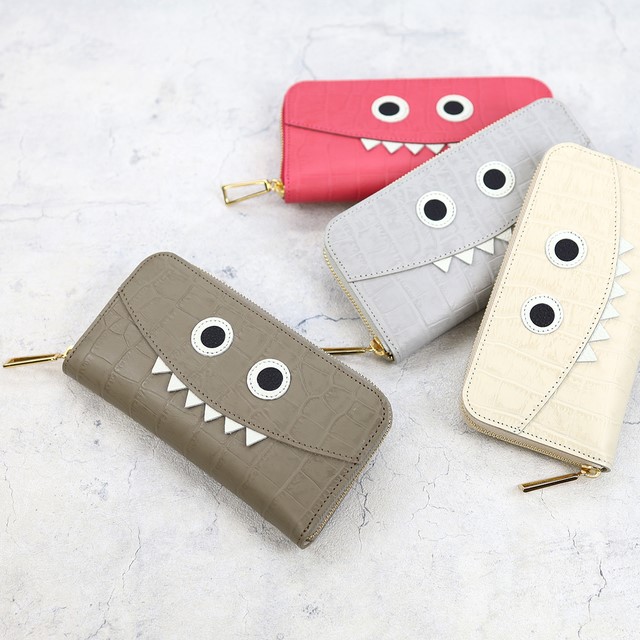 【全14色】クロコダイル型押しレザー/思わず誰かに見せたくなるモンスター財布/長財布【モンスターver.】