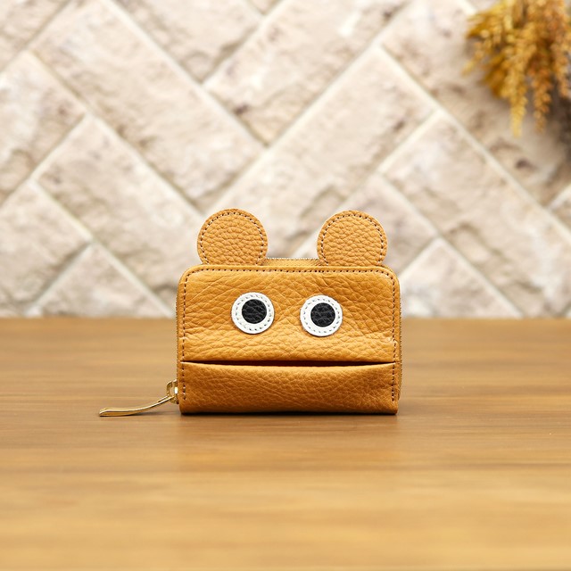 【キャメル】使いにくそうなのに愛用したくなるモンスターマルチケース/ミニ財布/カードケース【オミミver.】