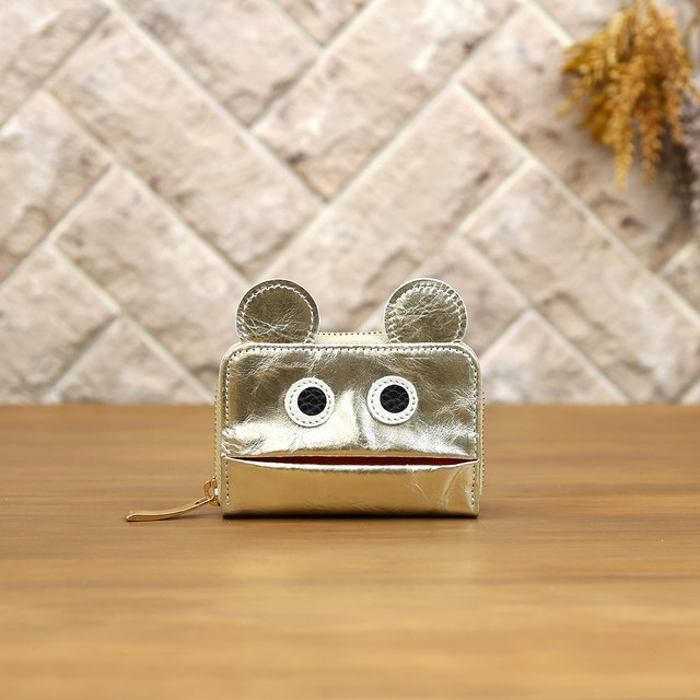 【ミラーゴールド】使いにくそうなのに愛用したくなるモンスターマルチケース/ミニ財布/カードケース【オミミver.】