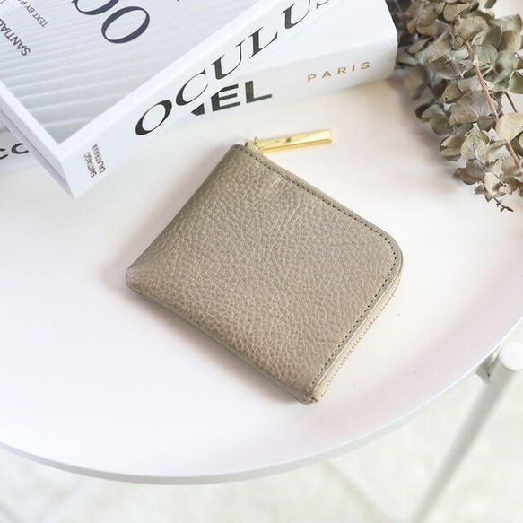 シャンパンゴールド】高級感のある薄くて軽いコンパクトミニL字財布