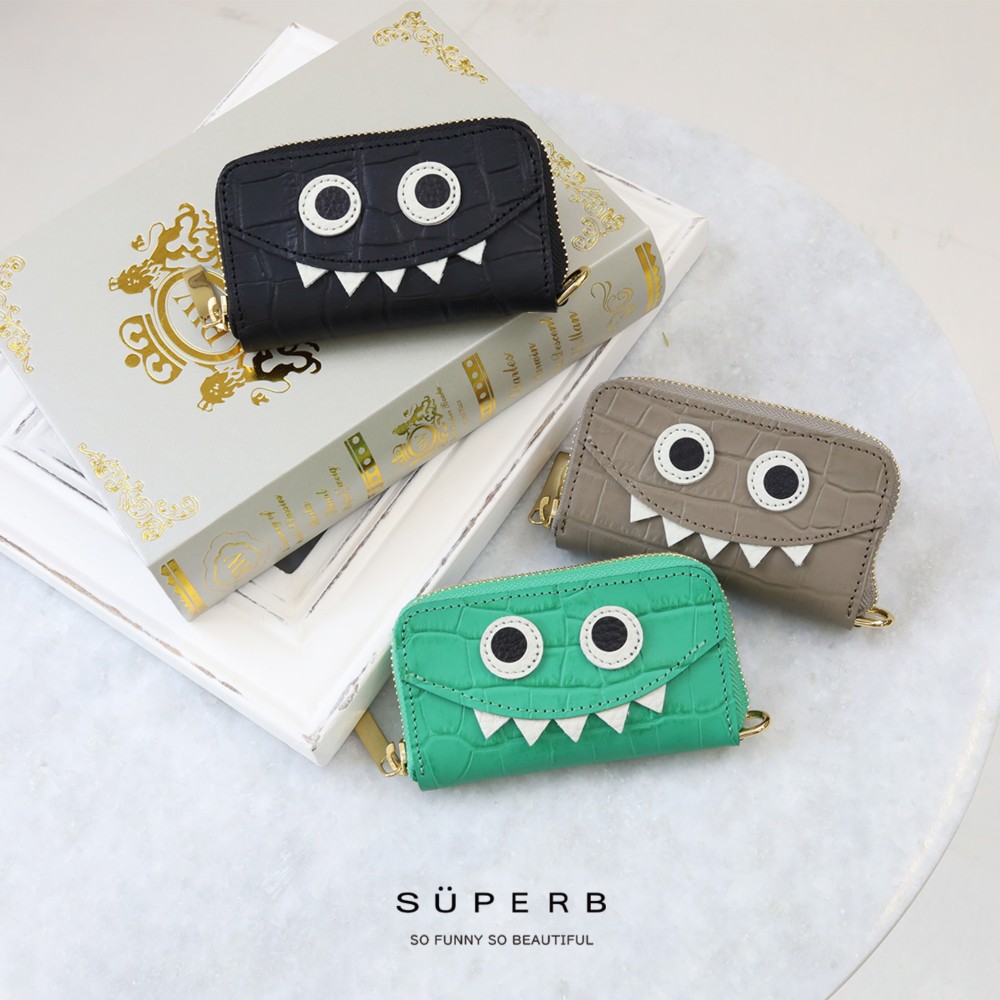 【4連クロコ型モンスターキーケース】クロコダイル型押しレザー/思わず誰かに見せたくなモンスターver.キーケース