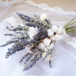 手作りドライフラワー/なし花の結婚式の花シリーズ〜南フランススタイルのラベンダーの綿の手は結婚ブライダルブーケ/写真の小道具/自 3枚目の画像