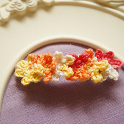 手工編織花朵系列髮夾-很多小花浪漫風情二片式髮夾/髮飾/彈簧夾(橘色段染)~ 第2張的照片