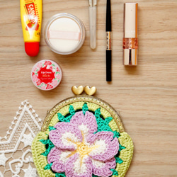 手編みの花シリーズ-エスニックスタイルフラワーバッグゴールドコインケース 4枚目の画像