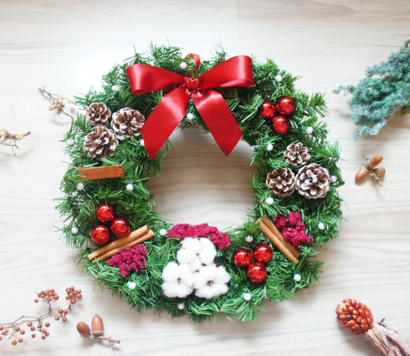 手作りのカラフルなクリスマスリース（40 cmの大きなリース/クリスマス