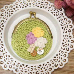 手編みの花シリーズ-置くことはできません、食料品スタイルの小さな花の口の金のバッグ/小銭入れ/小物バッグ/化粧品バッグ〜 6枚目の画像