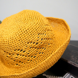 手工編織輕鬆散步寬沿漁夫帽(遮陽草帽/小臉效果/防曬/大人款) 第5張的照片