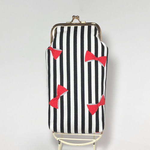 リボン柄がま口マルチポーチ ポーチ SUMISUMI48 通販｜Creema(クリーマ  