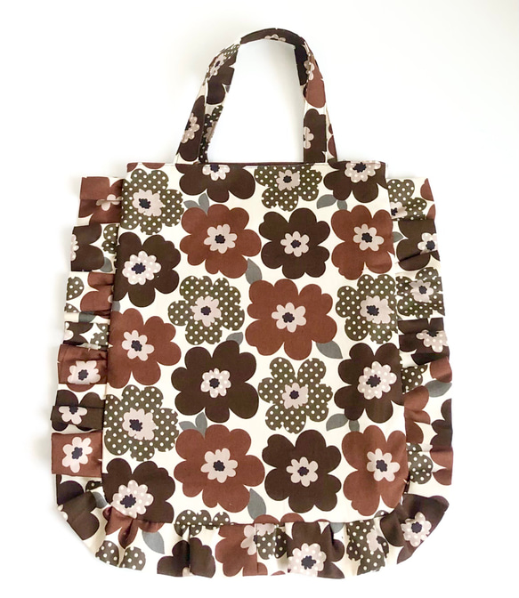 国内配送★セザンヌ フリル 花柄刺繍 コットン トートバッグ 花柄フリルトートバッグ トートバッグ SUMISUMI48 通販 12878018