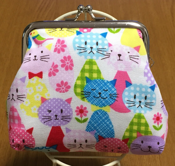 ねこ柄がま口財布 2枚目の画像