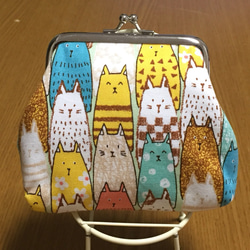 ねこ柄がま口財布 2枚目の画像