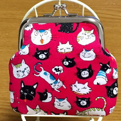 いぬねこ柄がま口財布 2枚目の画像