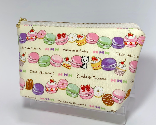 159⌘ macaron♪（ミモザwhite）マカロンポーチ ミニポーチ