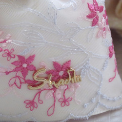 ツイートユー・ユーB42シルバーピンクの小さな花柄のレースのミニドレス手作り羊毛ボールペンダントキーリング - 。結婚式 3枚目の画像