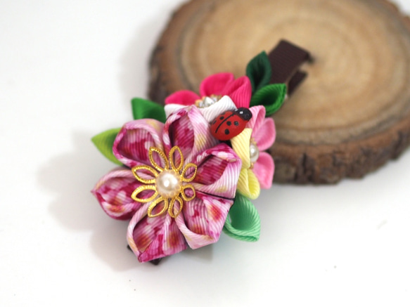 [鋁飾布裳兔]和風細工緞帶頭花系列-SE201-花團錦簇-粉紅款 第1張的照片